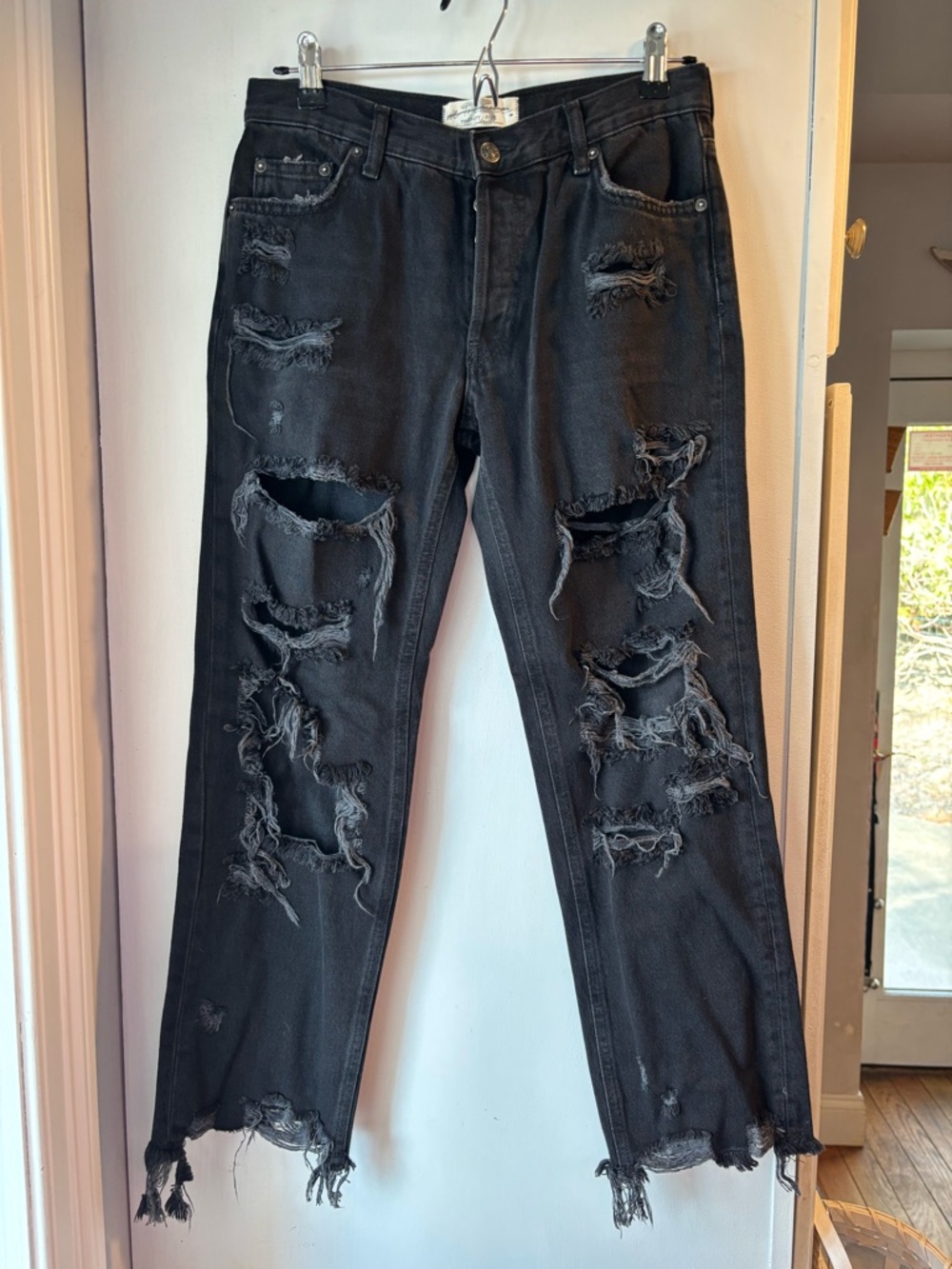 We The Free Black Distressed Skinny Jeans